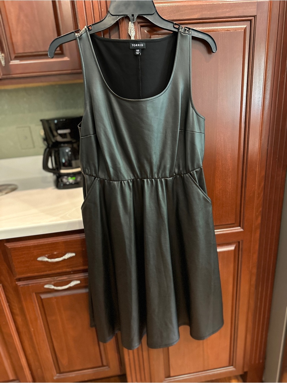 Final markdown! NWOT! Torrid medium Black Faux Leather Sexy Dress with pockets